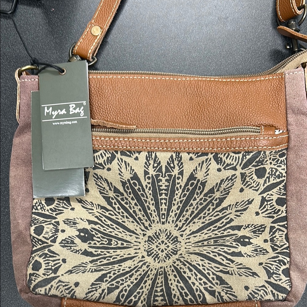 Myra Bag Tan and Brown Mandala Crossbody